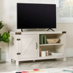 Clarabelle Rustic Industrial Barn Door TV Stand For TVs Up To 50" - Saracina Home -Lush Living Store GUEST 8f45b338 5fa3 461e 96a4 5d56a043e426