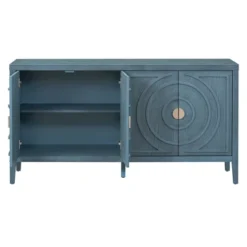 Retro 60" Sideboard With Circular Groove Design And Round Metal Handle-ModernLuxe -Lush Living Store GUEST 8f76d3a7 21e0 4a1b 8fbe 2460c57f1178