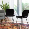 Elama 2 Piece Velvet Tufted Chair In Black With Black Metal Legs -Lush Living Store GUEST 8f96a831 981b 4907 ab9e 48b673d6df97