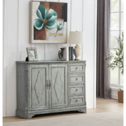 Andrew 2 Door 4 Drawer Credenza Distressed Blue - Treasure Trove Accents -Lush Living Store GUEST 8f997dab 4599 4a8f a50a 1ca3d8940de3