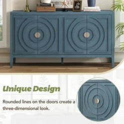 Retro 60" Sideboard With Circular Groove Design And Round Metal Handle-ModernLuxe -Lush Living Store GUEST 8fd722b1 5aef 4c46 9ace 357d31bcba80