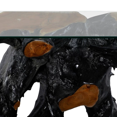 Contemporary Teak Wood Console Table Gold - Olivia & May 4 Contemporary Teak Wood Console Table Gold - Olivia & May - Image 2