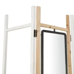 Eclectic Wood Room Divider Screen With Mirror White - Novogratz -Lush Living Store GUEST 903faae0 0635 4c27 9b18 4afa757129be