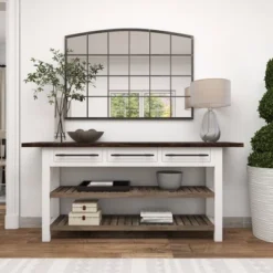 Farmhouse Wood Rectangle Console Table White - Olivia & May -Lush Living Store GUEST 9046c50f 04d0 42cb 842b a316c3974df9