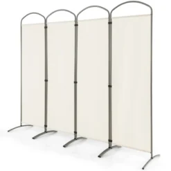 Costway 4 Panels Folding Room Divider 6 Ft Tall Fabric Privacy Screen Black/Brown/Grey/White -Lush Living Store GUEST 906e721d 12a8 4ea6 9bbb 37f65669c10d