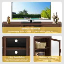 Costway TV Stand Entertainment Center For TV's Up To 65'' W/ Storage Cabinets Walnut -Lush Living Store GUEST 90b269f3 9b54 4e72 b156 ddee44dafd55