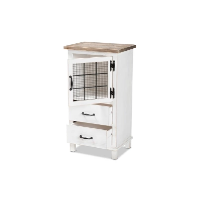 Faron Finished Wood 2 Drawer Storage Cabinet White/Oak Brown - Baxton Studio 3 Faron Finished Wood 2 Drawer Storage Cabinet White/Oak Brown - Baxton Studio