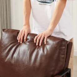 PU Leather Metal Frame Armchair With Non-slip Adsorption Feet And Back Cushion - ModernLuxe -Lush Living Store GUEST 90f04f2c 9476 43eb 84d9 8de4a8987e83