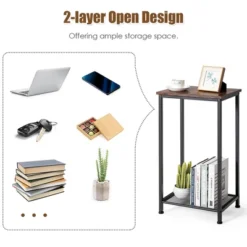 Costway Set Of 2 2-Tier Industrial Side End Accent Telephone Table W/ Mesh Shelf 16 Costway Set Of 2 2-Tier Industrial Side End Accent Telephone Table W/ Mesh Shelf -Lush Living Store GUEST 9151aea2 5741 496d b1a6 ea84a697b116