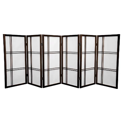 3 Ft. Tall Double Cross Shoji Screen - Walnut (6 Panels) - Oriental Furniture 3 3 Ft. Tall Double Cross Shoji Screen - Walnut (6 Panels) - Oriental Furniture