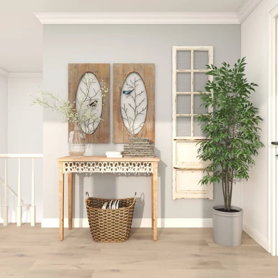 Large Farmhouse Wood Console Table Brown - Olivia & May 14 Large Farmhouse Wood Console Table Brown - Olivia & May - Image 12