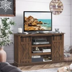 Costway Sliding Barn TV Stand Console Table For TV's Up To 60'' Entertainment Center -Lush Living Store GUEST 9201626b 805a 48f0 89a5 5f3749df38ac