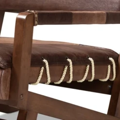 Rovelyn Faux Leather Walnut Finished Wood Lounge Chair Brown - Baxton Studio -Lush Living Store GUEST 921881c6 d405 4dca 8323 92b164fadffb