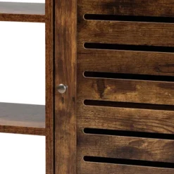 Wayland Rustic Wood And Metal 1 Door Shoe Storage Cabinet Brown/Black - Baxton Studio -Lush Living Store GUEST 9267453a 98d5 44c5 979e 4e252ec4b5ed