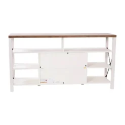 60" Brayden Modern Farmhouse TV Stand For TVs Up To 64" With Storage Cabinets White/Rustic Oak - Taylor & Logan -Lush Living Store GUEST 92b397c9 b454 4e9c 9e44 4047c914c3f4