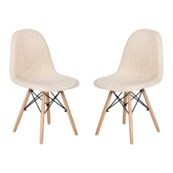 Emma And Oliver Set Of 2 Dorset Series Faux Shearling Accent Chairs With Beechwood Legs For Living Room, Bedroom, Dorm And More -Lush Living Store GUEST 92bb0612 0f7c 4943 9847 ecfa39e5e200