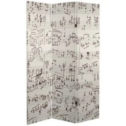 6" Double Sided Music Canvas Room Divider Gray - Oriental Furniture -Lush Living Store GUEST 92e66134 51cb 49f1 b606 a37135f7df64
