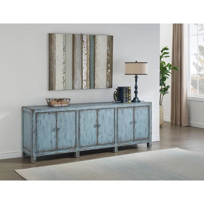 Marvin Rustic 6 Door Credenza/Sideboard Blue Textural Finish - Treasure Trove 6 Marvin Rustic 6 Door Credenza/Sideboard Blue Textural Finish - Treasure Trove - Image 4