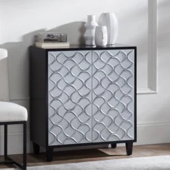 Studio 55D Firenze 30 1/2" Wide Black And Silver Accent Cabinet