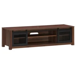 Costway TV Stand Entertainment Center For TV's Up To 65'' With Sliding Mesh Doors Walnut Black -Lush Living Store GUEST 9372fb03 5aa1 4a67 8fc7 b0223794a009