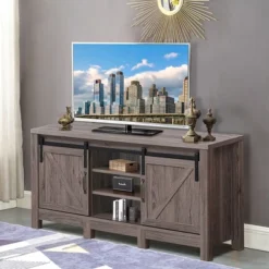Costway TV Stand Sliding Barn Door Entertainment Center For TV's Up To 55'' With Storage -Lush Living Store GUEST 93cb9361 c232 4c91 9d70 c63ddfad5b81