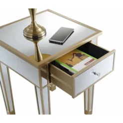 Gold Coast Mirrored End Table With Drawer - Breighton Home -Lush Living Store GUEST 93d3afb5 fc66 4785 9414 b20948daacdb