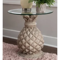 Pamella Pineapple Side Table Gray - Powell Company -Lush Living Store GUEST 9402a592 e624 4480 adf1 b686b657759d