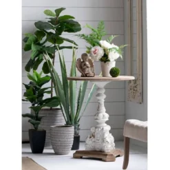 Round Side Table Antique White/Natural - A&B Home -Lush Living Store GUEST 942be4c0 5089 48b3 bc02 759b16ce9fee