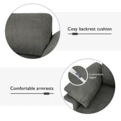 Costway Modern Linen Fabric Accent Armchair Upholstered Single Sofa W/ Metal Legs Grey -Lush Living Store GUEST 94691f4f c0d1 4abd 9ac8 cc7388b508a1