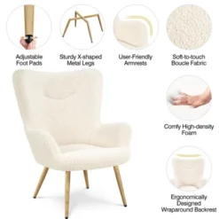 Yaheetech Boucle Accent Chair With Wood-tone Metal Legs Ivory -Lush Living Store GUEST 94be7efe c991 4a2d 86f6 d9d62180e380