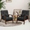Costway Set Of 2 Accent Chairs PU Leather Chairs W/Rubber Wood Legs & Button Tufted Back 2 Costway Set Of 2 Accent Chairs PU Leather Chairs W/Rubber Wood Legs & Button Tufted Back -Lush Living Store GUEST 94caa698 989a 40ec b02a 4e7bf5682a9b