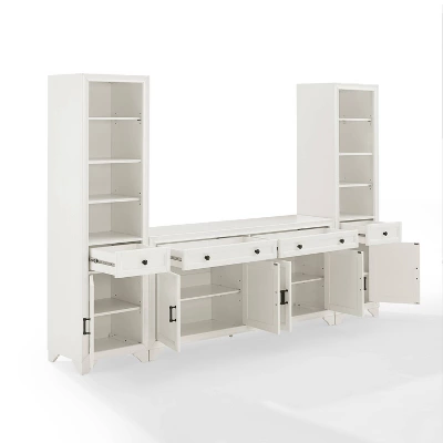 3pc Tara Entertainment Set With Open Shelving Distressed White - Crosley 8 3pc Tara Entertainment Set With Open Shelving Distressed White - Crosley - Image 6