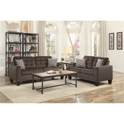 Lantana Tufted Microfiber Loveseat In Chocolate - Lexicon 4 Lantana Tufted Microfiber Loveseat In Chocolate - Lexicon - Image 2