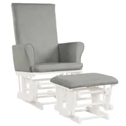 Costway Baby Nursery Relax Rocker Rocking Chair Glider & Ottoman Set W/Cushion Grey/Brown/Pink -Lush Living Store GUEST 95c2a6d4 f86f 467a 8398 0d97deeae17f