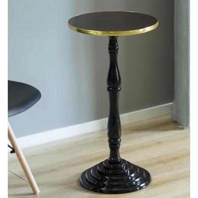 Fabulaxe Round Wooden Side Table, Living Room Accent Pedestal End Table 3 Fabulaxe Round Wooden Side Table, Living Room Accent Pedestal End Table