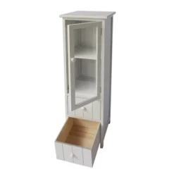 35.58" 2 Drawer Wooden Storage Cabinet With Glass Door And Round Knobs White - The Urban Port -Lush Living Store GUEST 9646d7b8 b618 4c02 8ba1 1054acbc30be