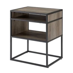 Modern Wood And Metal Side Table With Open Storage - Saracina Home -Lush Living Store GUEST 965c7ea1 69f8 4053 a677 91e205fd7ba4