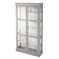 77.75" Trefstan Tall Curio Cabinet Cool Gray - Aiden Lane -Lush Living Store GUEST 9683e667 ab11 462a 89c3 60a788d248c9