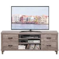 Costway TV Stand Entertainment Center Hold Up To 65'' TV With Storage Shelves & 4 Drawers -Lush Living Store GUEST 968636c9 28d9 42eb 9783 06d1a7380332