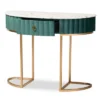 1 Drawer Beale Velvet Upholstered And Brushed Console Table Green/Gold - Baxton Studio 2 1 Drawer Beale Velvet Upholstered And Brushed Console Table Green/Gold - Baxton Studio -Lush Living Store GUEST 969c7ade 3c0f 4c49 8d14 bccd857fca48