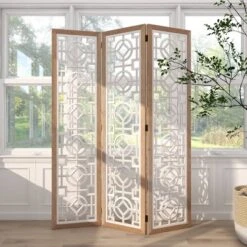 Farmhouse Wood Patterned Room Divider Screen White - Olivia & May -Lush Living Store GUEST 96ad7d9e 9af8 466c 8850 fb8f445b2a20