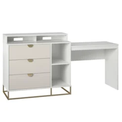 Kelly 4 In 1 Media Dresser White/Taupe - Paris Hilton X The Novogratz -Lush Living Store GUEST 96d4fff7 ad7b 4fc5 86b6 78d1da220042