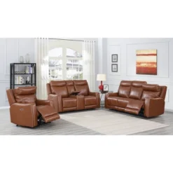 Natalia Power Loveseat Console Recliner Caramel Leather - Steve Silver Co. -Lush Living Store GUEST 97233d2a 17d3 475e bdda 5b78c132614e