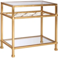 Hanzel Gold Leaf Glass Side Table - Gold - Safavieh -Lush Living Store GUEST 972a5b44 da8a 4946 a4cd 2609a0c3ad08