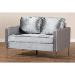Baxton Studio Clara Velvet Fabric Upholstered 2 Seater Loveseat Gray - BaxtonStudio 14 Baxton Studio Clara Velvet Fabric Upholstered 2 Seater Loveseat Gray - BaxtonStudio -Lush Living Store GUEST 981103ea 6f6c 410d 8970 3b0e9fcabfc2