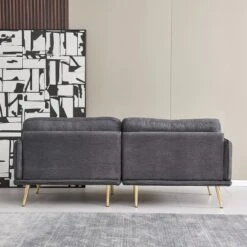 3-Seater Cotton And Linen Upholstered Sofa With Gold Metal Legs - ModernLuxe -Lush Living Store GUEST 9812aa70 0b01 4c6d 8c06 b6183a82f6c7