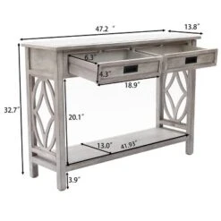 LuxenHome Gray Wood 2-Drawer 1-Shelf Console And Entryway Table -Lush Living Store GUEST 9851dc70 54c9 4ce1 8aa4 0ba1bd9c74ec