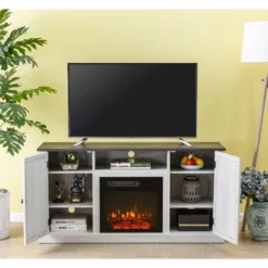 54" TV Stand For TVs Up To 60" With Electric Fireplace Saw Cut Off White - Home Essentials -Lush Living Store GUEST 98d33c11 0ce8 4304 9e36 8c8515a986cd