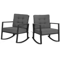 Tangkula 2PCS Outdoor Wicker Rocking Chairs Glider Rattan Rocker Recliner With Cushion -Lush Living Store GUEST 98ec9d48 0c4d 454a b078 47087b3bb2a3