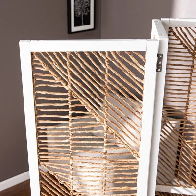 Merbrook Woven Room Divider White/Natural - Aiden Lane 4 Merbrook Woven Room Divider White/Natural - Aiden Lane - Image 2